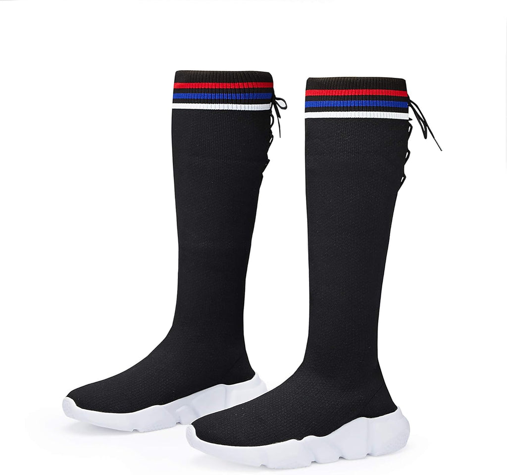 Womens Knee High Boots High Top Shoes for Girls Comfortable Slip-On Sock Sneakers