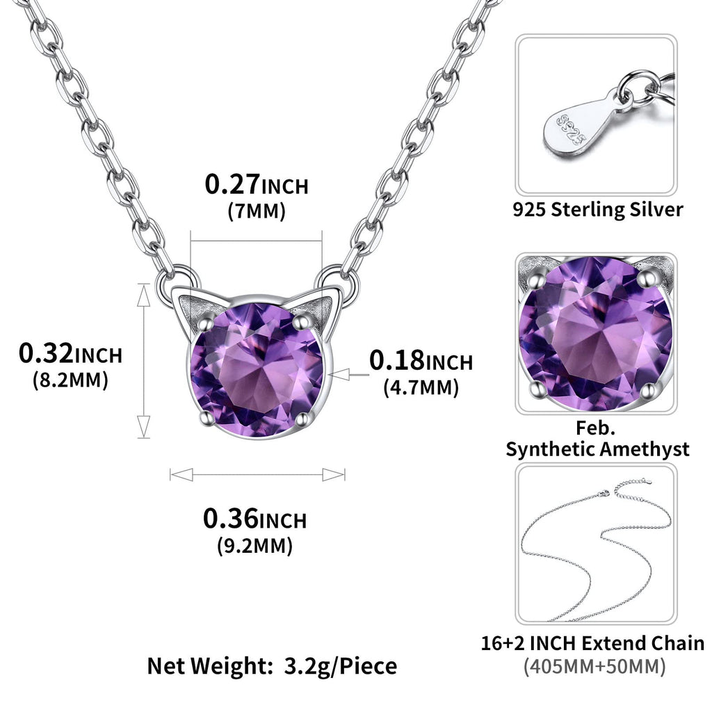 Cat Birthstone Earrings for Women 925 Sterling Silver Hypoallergenic Cat Memorial Gifts Lovers Jewelry Valentines Day Birthday Gifts for Sister Mom Wife