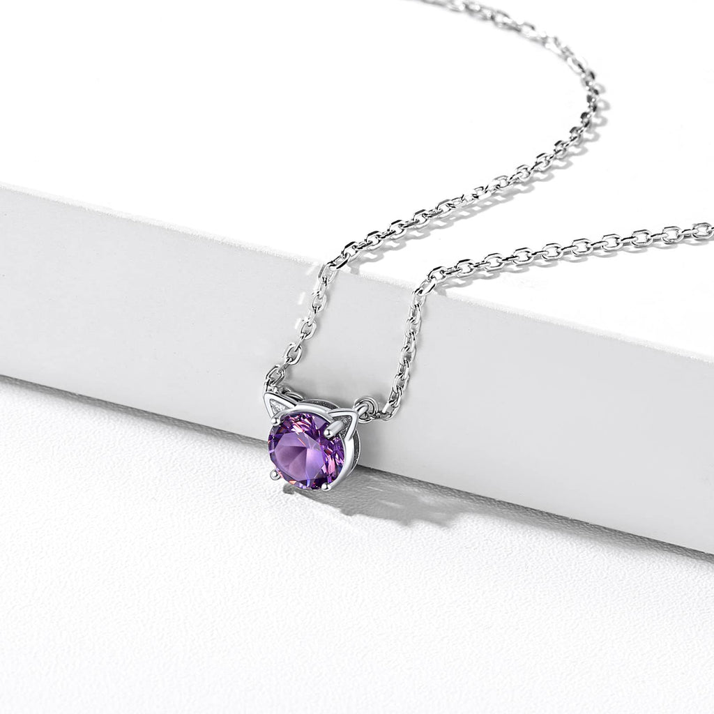 Cat Birthstone Earrings for Women 925 Sterling Silver Hypoallergenic Cat Memorial Gifts Lovers Jewelry Valentines Day Birthday Gifts for Sister Mom Wife