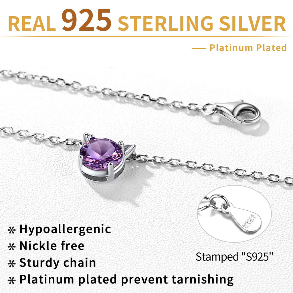Cat Birthstone Earrings for Women 925 Sterling Silver Hypoallergenic Cat Memorial Gifts Lovers Jewelry Valentines Day Birthday Gifts for Sister Mom Wife