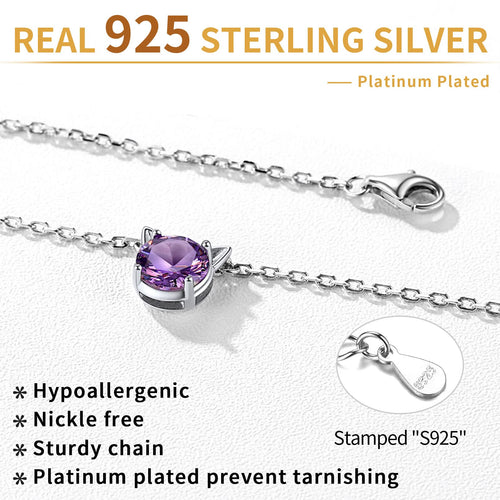 Cat Birthstone Earrings for Women 925 Sterling Silver Hypoallergenic Cat Memorial Gifts Lovers Jewelry Valentines Day Birthday Gifts for Sister Mom Wife